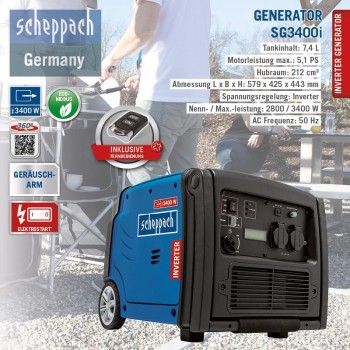 Scheppach SG3400i + nuotolinis valdymas , Inverterinis generatorius 2,8 kW, el.starteris