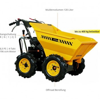 Gude GAD 400.1 Benzininis savivartis karutis, damperis 4x4, 4,1kW