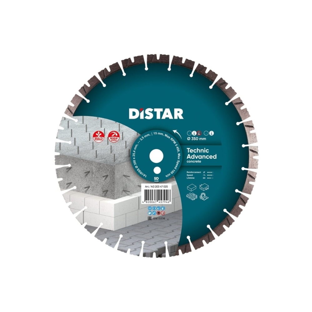 Distar 5D 350x25,4mm Technic Advanced Deimantinis diskas betonui pjauti