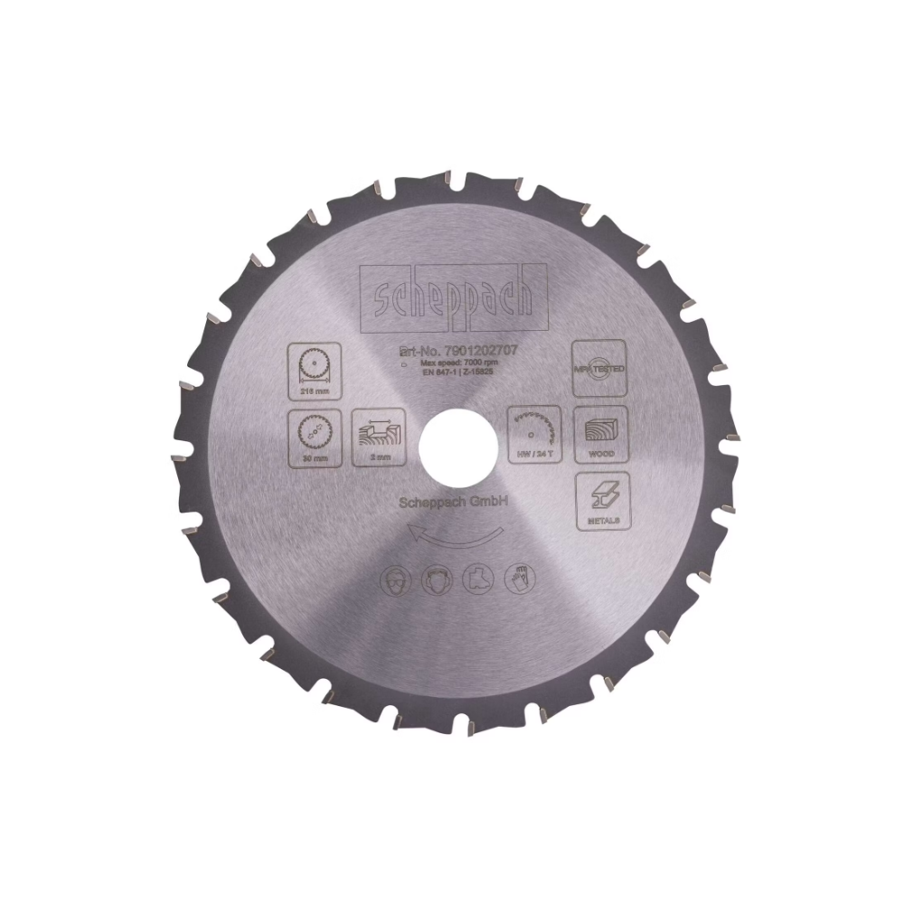 Scheppach 216mm Pjovimo diskas medienai 216X30x2,0x24Z mm