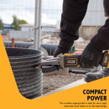 JCB-18PFAG-125 Akumuliatorinis kampinis šlifuoklis plokščia galva 18V, 125mm