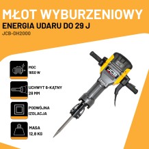 JCB-DH2000 Atskėlimo plaktukas 2000W, 62J
