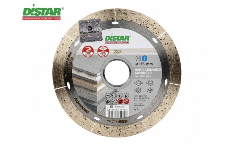 Distar 7D 115mm Hard Ceramics Advanced Deimantinis diskas plytelių pjovimo staklėms