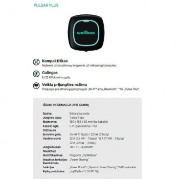 Wallbox krovimo stotelė - Pulsar Max 7,4kW