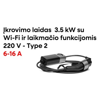 NAUDOTAS Įkrovimo laidas 220V - type 2 ( 16A, 1 fazė 3,3 kW) su Wi-Fi funkcija